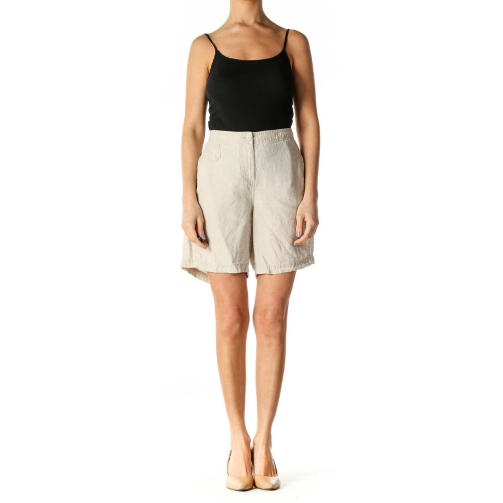 J. Jill Love Linen Cream High Rise Shorts Minimal Spring Summer Coastal Vacation